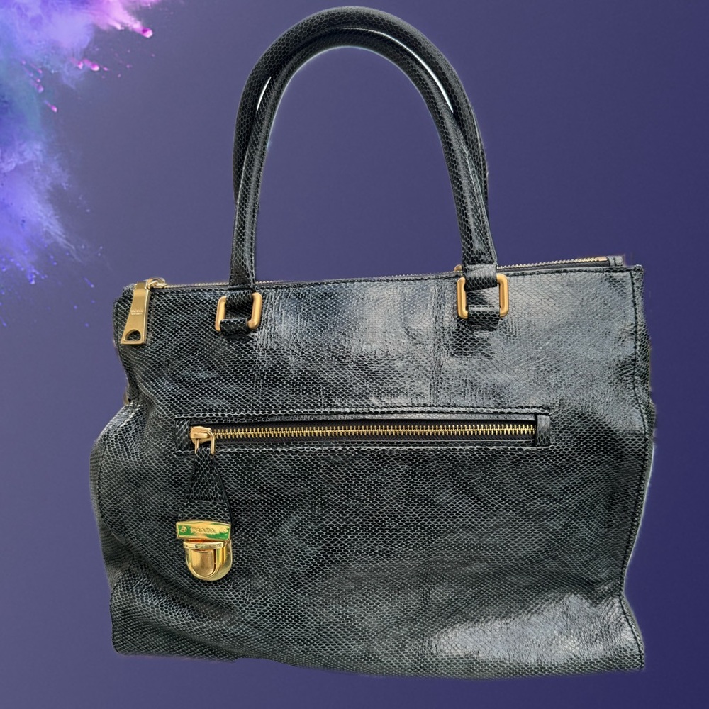 Authentic Prada Python Black Satchel Shoulder Bag - image 2